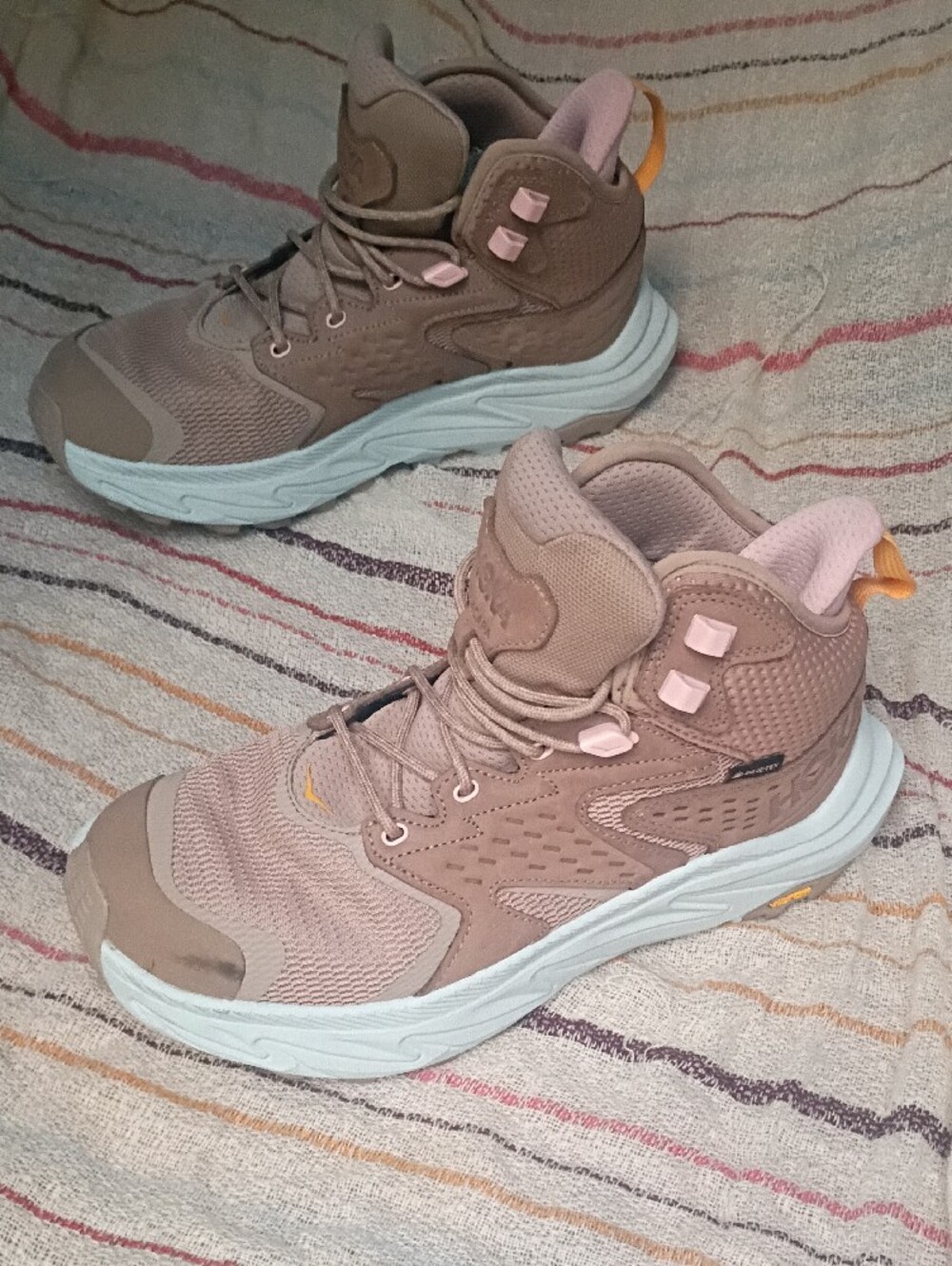 Hoka One One Women's Taupe and Pink Lace-Up Sneakers - Picture 2 of 8